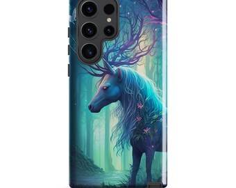 Unicorn Tough case for Samsung® Galaxy, Pretty Fantasy Forest Artwork, Anime Fans Gift for Her, Colorful Unique Protective Phone Cover