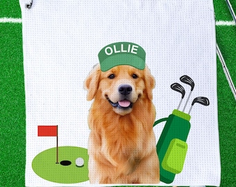 Personalized Golf Towel With Pet Photo,Custom Pet Golf Towel,Dog Name Golf Towel,Golf Gift For Him,Dog Lover Gift,Dog Mom Gift,GolfAccessory