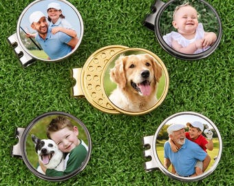 Personalized Photo Golf Ball Marker With Magnetic Hat Clip, Custom Stainless Steel Golf Accessory,Golf Tournament Gifts
