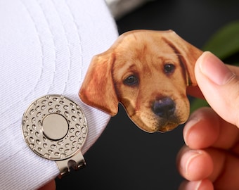 Marcador de golf con foto personalizado y clip magnético para gorra, marcador de pelota de golf con foto personalizada para mascota/niño, accesorio de golf, regalo de San Valentín