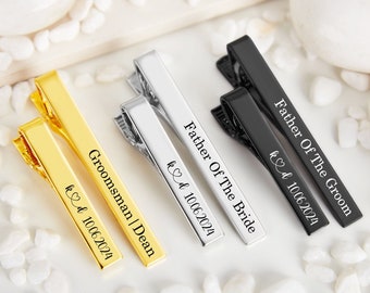 Personalized Tie Clip With Name,Custom Tie Bar,Groomsman Tie Clip,Initial Tie Clip,Wedding Tie Clip,Father’s Day Gift,Groomsman Gift For Him
