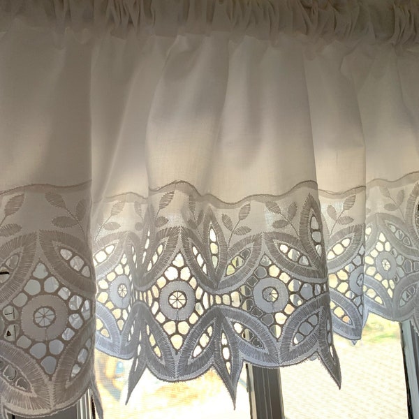 Choose Vintage 32" Long Panels or a 78" wide Valance, JC Penney, Machine Embroidery & Cutwork