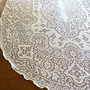105&quot; x 57&quot; Oval Vintage Lace Tablecloth, White, Light Weight Lace