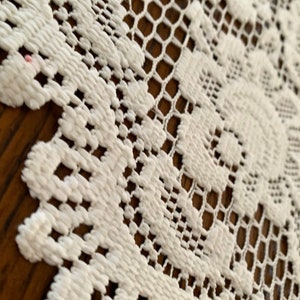 Individual Vintage Doily, Heavy Lace with Flowers, 19 Diameter No spots