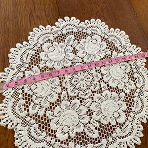 Individual Vintage Doily, Heavy Lace with Flowers, 19 Diameter image 7