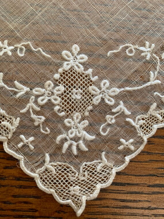 Vintage Gold Organza Handkerchief with Embroidered