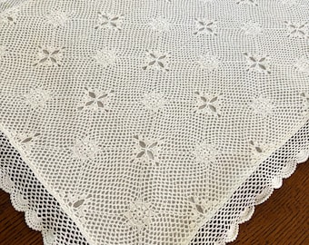 Crocheted Pillow Cover, Vintage 1980's, Ivory, 18" x 27", 1 Spot