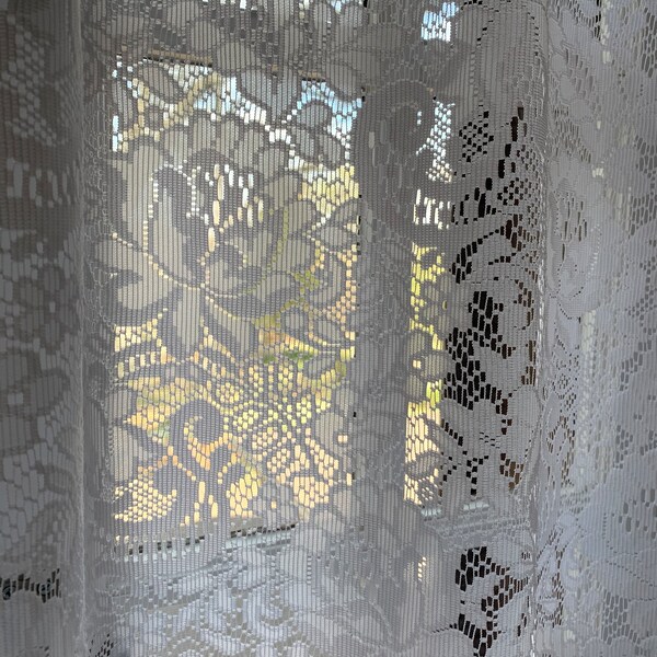 Individual Vintage 61.5" Long JC Penney White Lace Curtain Panels, 60" Wide, Several Available, Excellent Condition