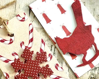 Christmas Decoration Tags, Cardinal & Snowflake Set of 2, Mantle Garland Accent, Holiday Gift Packages, Journal Covers, Card Accent