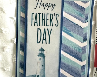 Father's Day Handmade Card / Blue Lighthouse