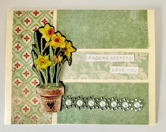 Handmade Anniversary Card: Floral Love Note with Pearls