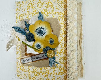 Yellow Blossom Small Accordion Album – Handmade Scrapbook Keepsake with Envelope