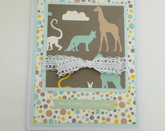 Assorted Handmade Baby Card Set of 4 Gender Neutral Boy Girl Shower Greetings Blank Inside Custom Printed Message Send For Me Message