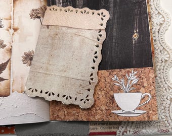 Finished Handmade Art Journal - Upscale Vintage Style Fabric Lace Memory Book, Completed Large Diary, One of a Kind Writing Planner