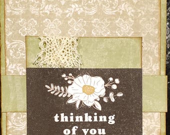Handmade Floral Thinking of You Card - Sympathy, Get Well