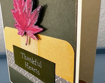 Handmade Thank You Card: Thankful Hearts, Custom Message