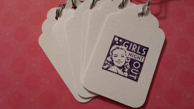 Tags, Girl's Night Out Hand stamped with Envelope Option image 2