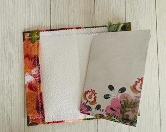 Vintage Style Junk Journal, Padded Fabric Cover, Removable 6x9 Notebook, Cottagecore Mixed Media Diary