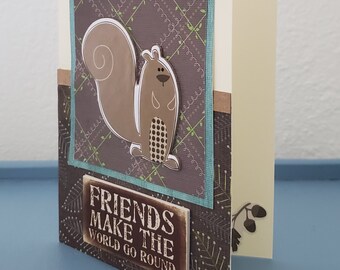 Friends make the world go round card,  friend card, dimensional handmade card,  Personalized card, Creative Designs by Della
