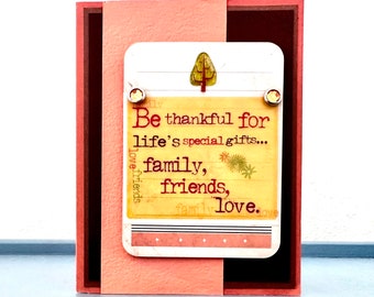 Thankful Card,Handmade fall card,thank you card,seasonal customer card,thanksgiving card