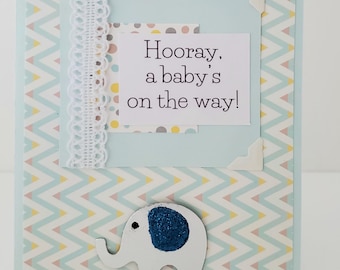 Set of 3 Handmade Baby Cards Assorted Shower Greeting Elephant Onesie Inside Message Custom Printed Send For Me