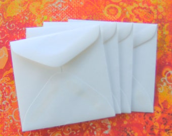 Square Envelopes, small White envelopes, Set of 8 mini envelopes, thank you note card envelopes