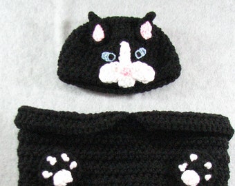 Black Cat -  Baby Cocoon Crochet Pattern - Digital Download