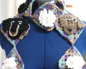 Dachshund - Lace and Flowers  Scarf Crochet Pattern With Tutorials - Instant Download