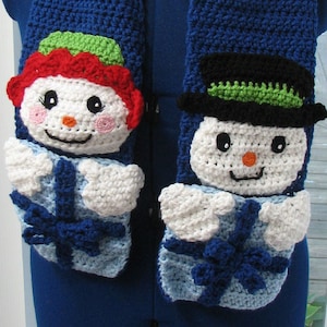 Snowmen Scarf Crochet Pattern With Tutorials - Digital Download