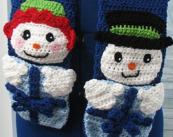Snowmen Scarf Crochet Pattern With Tutorials - Digital Download