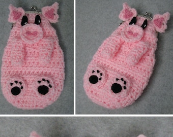 Pig Large Coin Purse Crochet Pattern With Tutorials- Digital Download