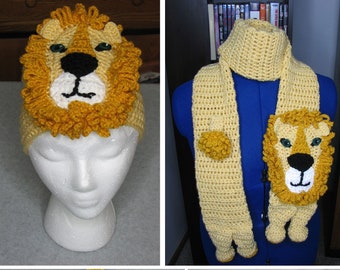 Lion Hat, Scarf and Tote Bag Crochet Pattern - Digital Download