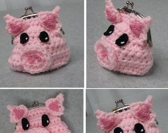 Pig Small Coin Purse Crochet Pattern With Tutorials- Digital Download