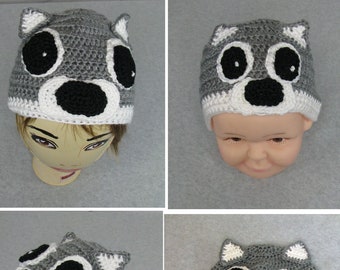 Wolf Hat Crochet Pattern in Six Sizes - PDF