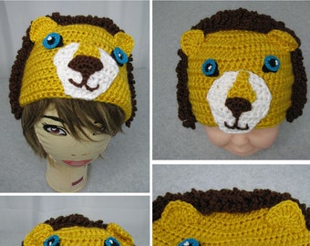 Lion Hat Crochet Pattern in Six Sizes - Pdf