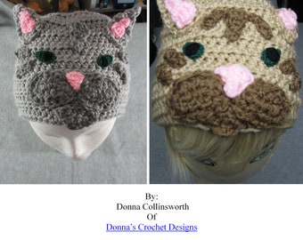 Tabby Cat - Hat Crochet Pattern With Tutorials - Digital Download