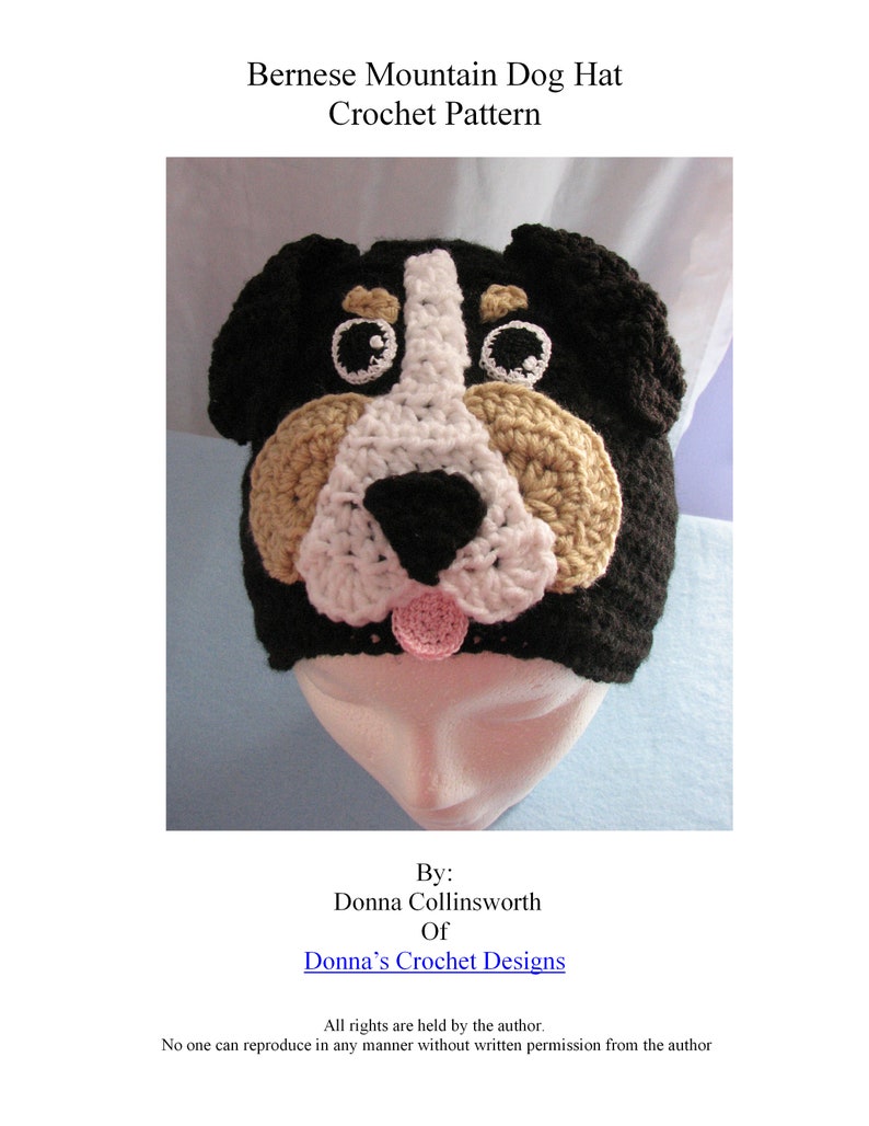 Bernese Mountain Dog Crochet Hat Pattern With Tutorials Etsy