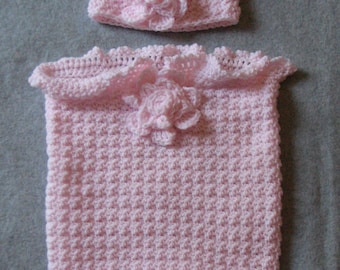 Pink Flowers Baby Cocoon Crochet Pattern With Tutorials - Digital Download