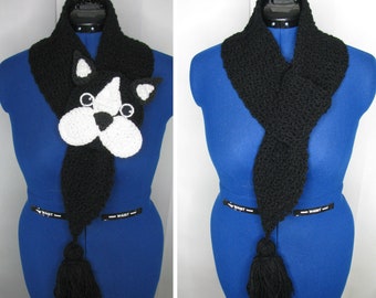 Boston Terrier Neck Warmer Scarf Crochet Pattern - With Tutorials - Instant Download