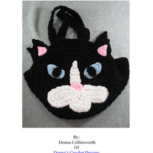 Black Cat Round Tote Crochet Pattern Digital Download image 2