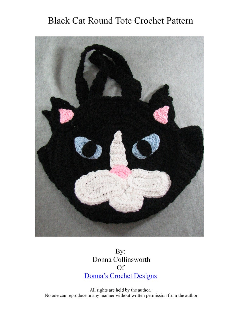 Black Cat Round Tote Crochet Pattern Digital Download image 2