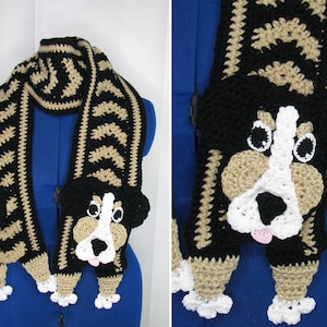 Bernese Mountain Dog Ripple Scarf Crochet Pattern With Tutorials - Instant Download