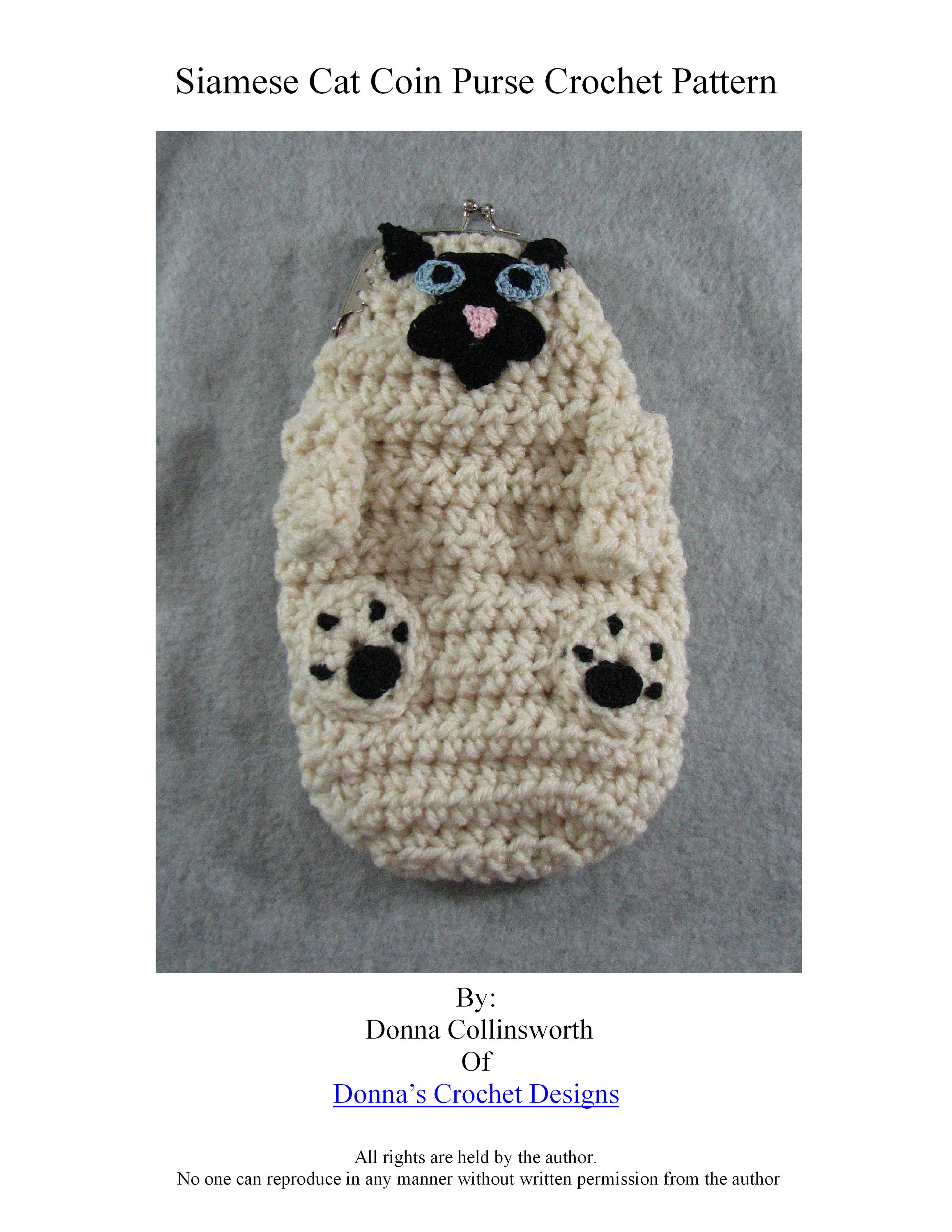 Siamese Cat Coin Purse Crochet Pattern Digital Download Etsy