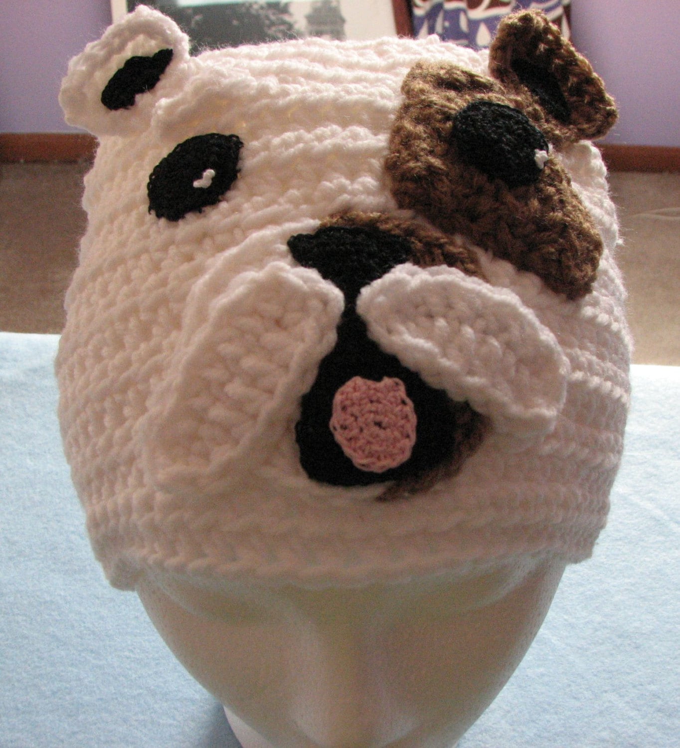 39 Dog Hat Crochet Patterns to Make for Photos, Gifts, and Festive Dress-Up 9 Bull Dog Hat Crochet Pattern With Tutorials