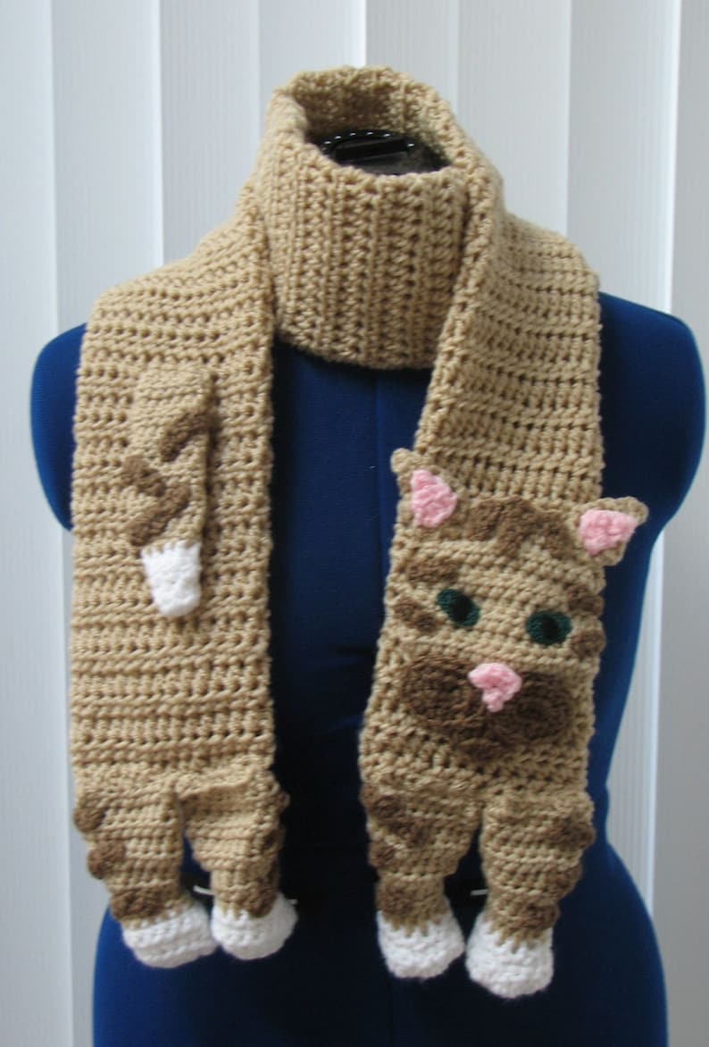 Tabby Cat Scarf Crochet Pattern With Tutorials Digital Download image 2