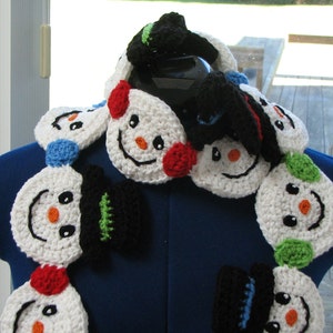 Snowman Heads - Scarf Crochet Pattern - Digital Download