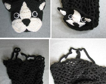 Boston Terrier - Grocery Bag Crochet Pattern - Digital Download