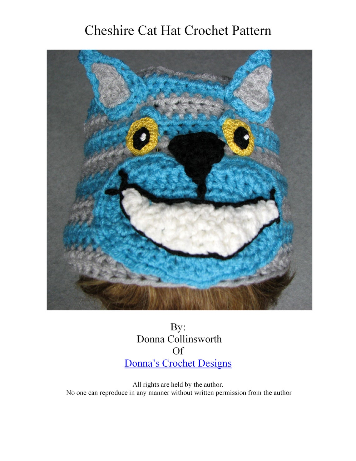 Cheshire Cat Hat Crochet Pattern With Tutorials Digital Etsy