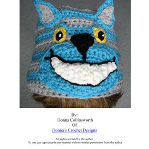 Cheshire Cat Hat Crochet Pattern With Tutorials Digital Download image 4