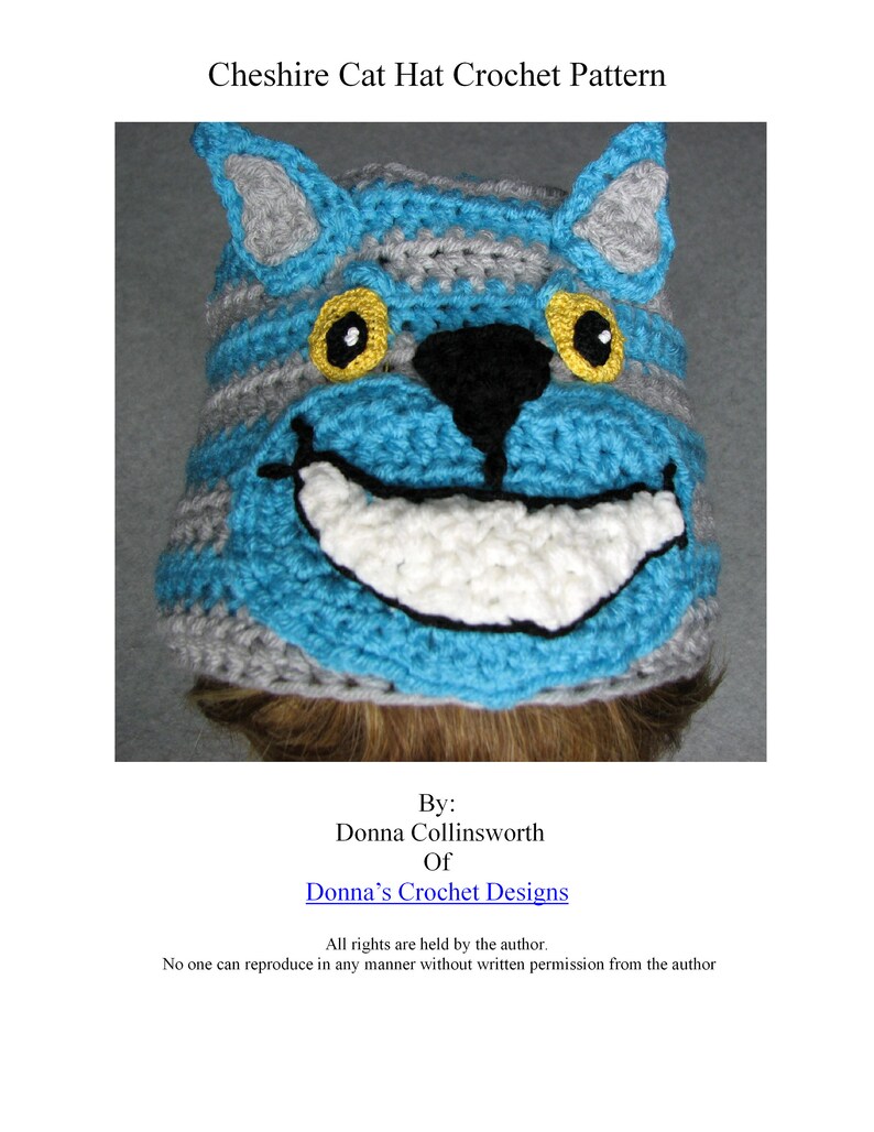 Cheshire Cat Hat Crochet Pattern With Tutorials Digital Download image 4